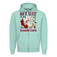 Seafoam my cat is my valentine Zipper Hoodie - OliviaCreatesArt
