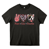 Asphalt Peace Love French Bulldog Heavy Core Tee - Jasminsmagicworld