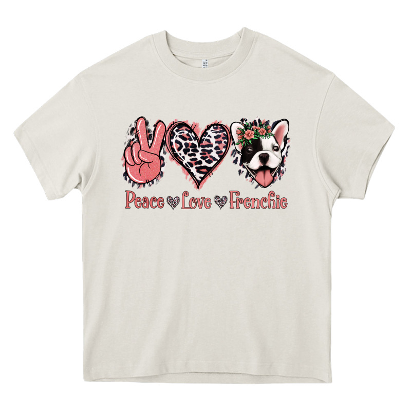 Peace Love French Bulldog Heavy Core Tee by Jasminsmagicworld | Teevron