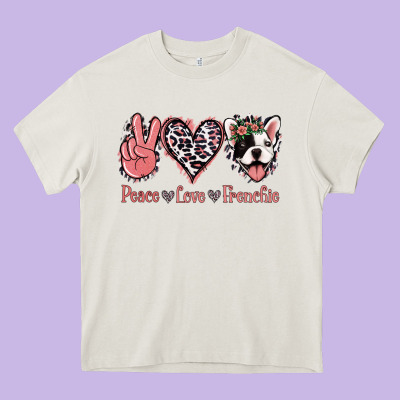 Peace Love French Bulldog Heavy Core Tee Designed By Jasminsmagicworld