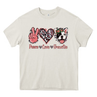 Cream Peace Love French Bulldog Heavy Core Tee - Jasminsmagicworld