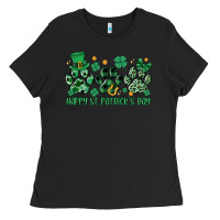 Black happy st.patrick's day Ladies Tee - MaliasSmallBusiness
