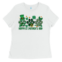 White happy st.patrick's day Ladies Tee - MaliasSmallBusiness