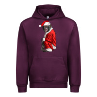Mauve Wine Chimpanzee With Santa Clothes Urban Hoodie - LillyAllenDesigns
