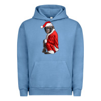 Pigment Pebble Blue Chimpanzee With Santa Clothes Urban Hoodie - LillyAllenDesigns