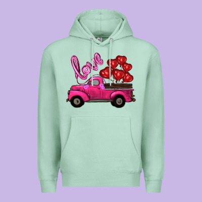 Valentines Day Turck With Balloons Premium Hoodie Designed By Ranaportraitstore