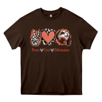 Chocolate Brown Peace Love Dalmatians Heavy Core Tee - Jasminsmagicworld