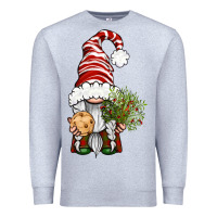 Heather Grey Christmas Gnome With Cookie Premium Sweatshirt - BundleAndBundleShop