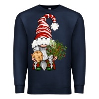 Navy Christmas Gnome With Cookie Premium Sweatshirt - BundleAndBundleShop
