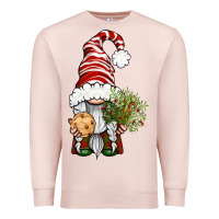 Pale Pink Christmas Gnome With Cookie Premium Sweatshirt - BundleAndBundleShop