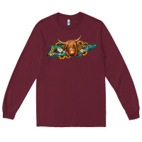 Burgundy tennessee map long haired cow Long Sleeve Tee - Jasminsmagicworld