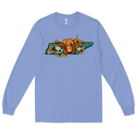 Colony Blue tennessee map long haired cow Long Sleeve Tee - Jasminsmagicworld