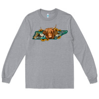 Heather Grey tennessee map long haired cow Long Sleeve Tee - Jasminsmagicworld