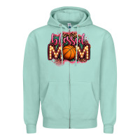 Seafoam blessed basketball mom lightbulb letters Zipper Hoodie - OliviaCreatesArt