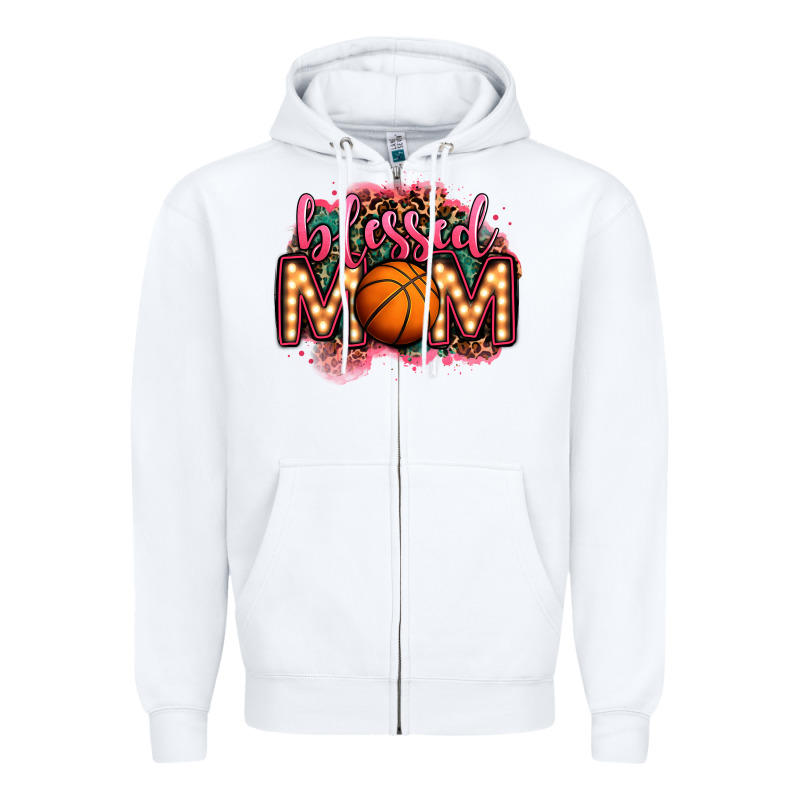 Blessed Basketball Mom Lightbulb Letters Zipper Hoodie by OliviaCreatesArt | Teevron