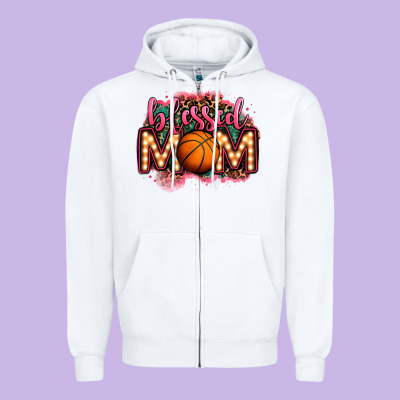 Blessed Basketball Mom Lightbulb Letters Zipper Hoodie Designed By Oliviacreatesart