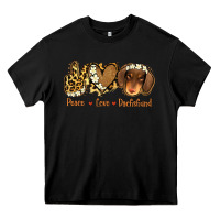 Black Peace Love Dachshund Heavy Core Tee - Jasminsmagicworld
