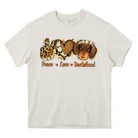 Cream Peace Love Dachshund Heavy Core Tee - Jasminsmagicworld