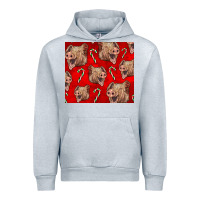 Heather Grey Yorkshire Pig And Candy Cane Urban Hoodie - LillyAllenDesigns