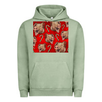 Pigment Oil Green Yorkshire Pig And Candy Cane Urban Hoodie - LillyAllenDesigns