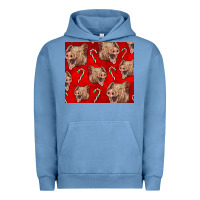 Pigment Pebble Blue Yorkshire Pig And Candy Cane Urban Hoodie - LillyAllenDesigns