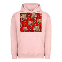 Pigment Salmon Yorkshire Pig And Candy Cane Urban Hoodie - LillyAllenDesigns
