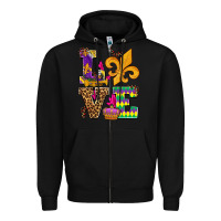 Black mardi gras love olivia Zipper Hoodie - OliviaCreatesArt