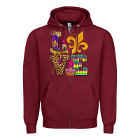 Burgundy mardi gras love olivia Zipper Hoodie - OliviaCreatesArt