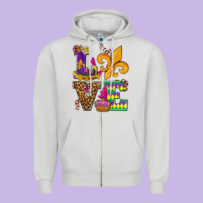 Mardi Gras Love Olivia Zipper Hoodie Designed By Oliviacreatesart