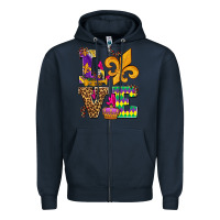 Navy mardi gras love olivia Zipper Hoodie - OliviaCreatesArt