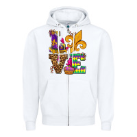 White mardi gras love olivia Zipper Hoodie - OliviaCreatesArt