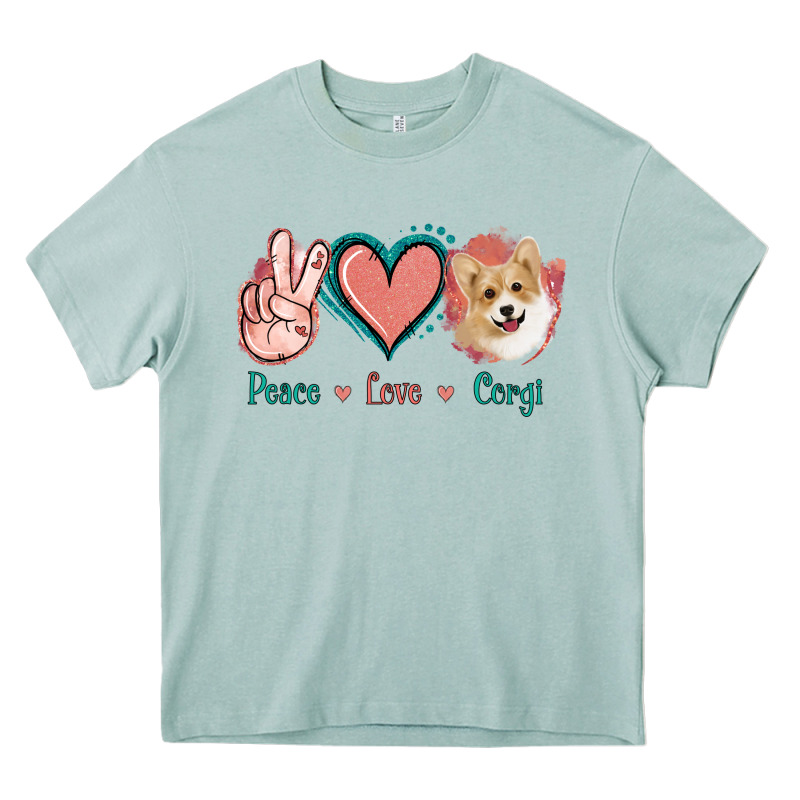 Peace Love Corgi Heavy Core Tee by Jasminsmagicworld | Teevron