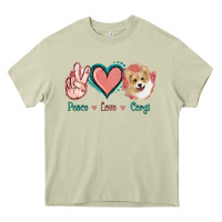 Mossy Peace Love Corgi Heavy Core Tee - Jasminsmagicworld