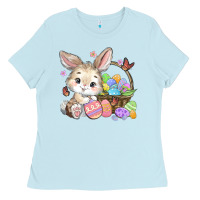 Baby Blue easter bunny Ladies Tee - MaliasSmallBusiness
