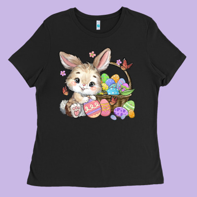 Easter Bunny Ladies Tee Designed By Maliassmallbusiness