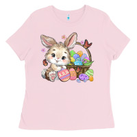Bubblegum Pink easter bunny Ladies Tee - MaliasSmallBusiness