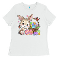 White easter bunny Ladies Tee - MaliasSmallBusiness