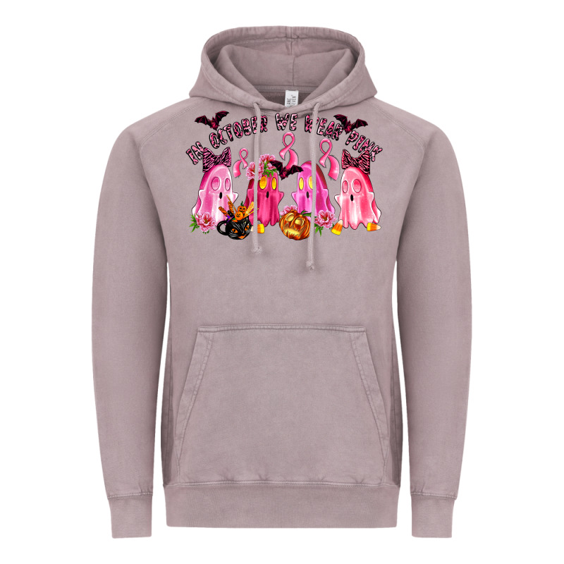 In October We Wear Pink Vintage Hoodie by LillyAllenDesigns | Teevron