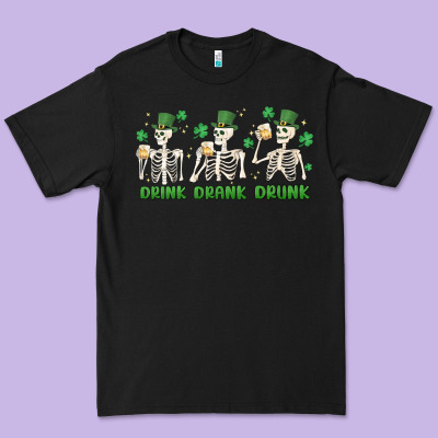 Drink Drank Drunk St. Patricks Day Skeletons Premium Tee Designed By Maliassmallbusiness
