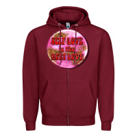 Burgundy self love is the best love olivia Zipper Hoodie - OliviaCreatesArt