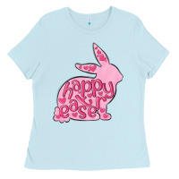 Baby Blue happy easter rabbit Ladies Tee - MaliasSmallBusiness