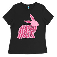 Black happy easter rabbit Ladies Tee - MaliasSmallBusiness
