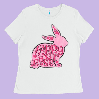 Happy Easter Rabbit Ladies Tee Designed By Maliassmallbusiness