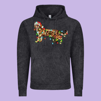 Christmas Bengal Cat Vintage Hoodie Designed By Lillyallendesigns
