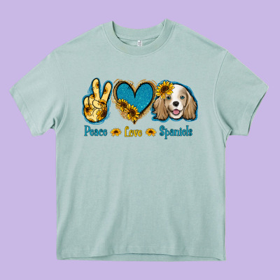 Peace Love Cocker Spaniel Heavy Core Tee Designed By Jasminsmagicworld