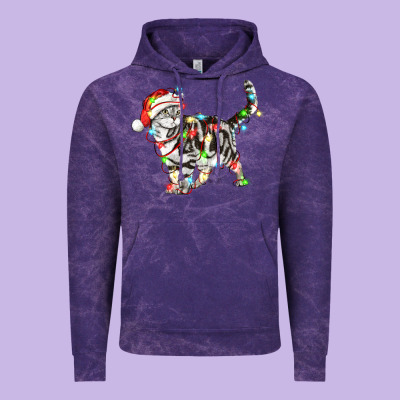 Christmas American Shorthair Cat Vintage Hoodie Designed By Lillyallendesigns