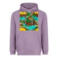 Lavender Lake Boat Rudder And Sunflowers Seamless Pattern Heavyweight Hoodie - BundleAndBundleShop