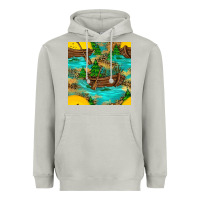 Moon Dust Lake Boat Rudder And Sunflowers Seamless Pattern Heavyweight Hoodie - BundleAndBundleShop