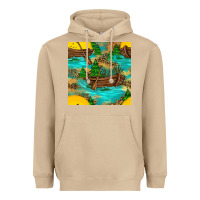 Mushroom Lake Boat Rudder And Sunflowers Seamless Pattern Heavyweight Hoodie - BundleAndBundleShop