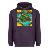Plum Lake Boat Rudder And Sunflowers Seamless Pattern Heavyweight Hoodie - BundleAndBundleShop